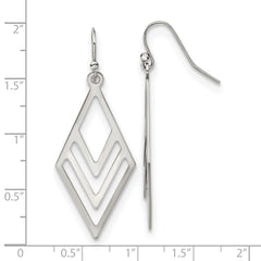 Chisel Stainless Steel Polished Diamond-shaped Dangle Shepherd Hook Earrings