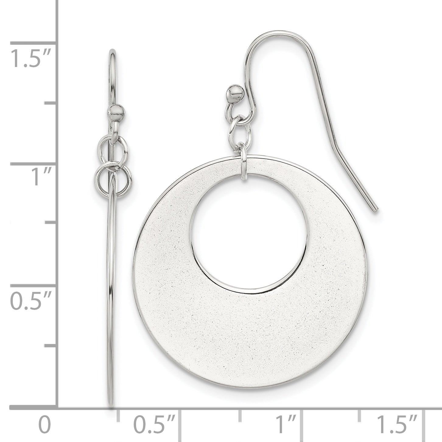 Chisel Stainless Steel Polished Circles Dangle Shepherd Hook Earrings