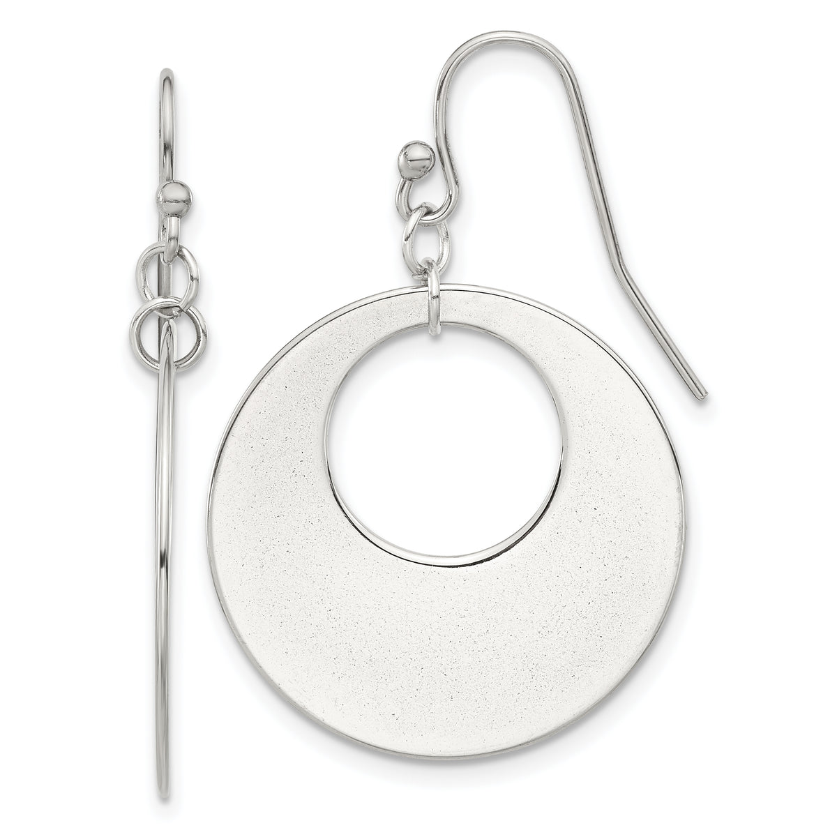 Chisel Stainless Steel Polished Circles Dangle Shepherd Hook Earrings