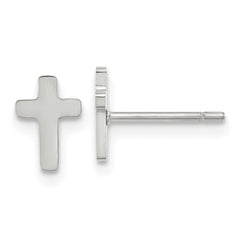 Chisel Stainless Steel Polished Cross Earrings