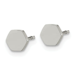 Chisel Stainless Steel Polished Hexagon Post Earrings