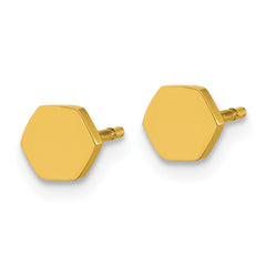 Chisel Stainless Steel Polished Yellow IP-plated Hexagon Post Earrings