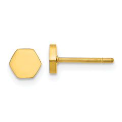 Chisel Stainless Steel Polished Yellow IP-plated Hexagon Post Earrings