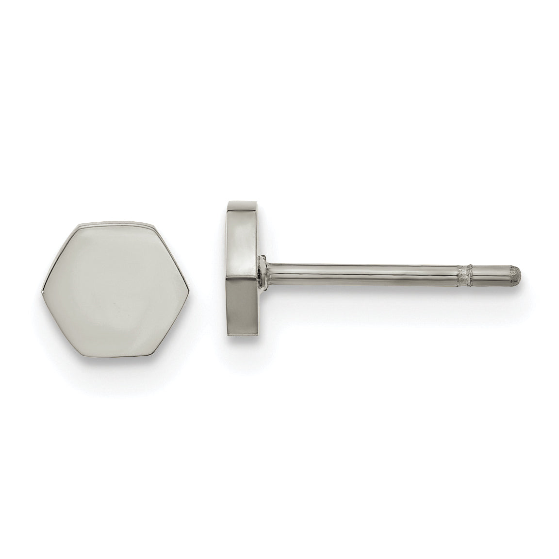 Chisel Stainless Steel Polished Hexagon Post Earrings