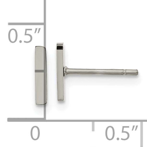 Chisel Stainless Steel Polished Vertical Bar Earrings