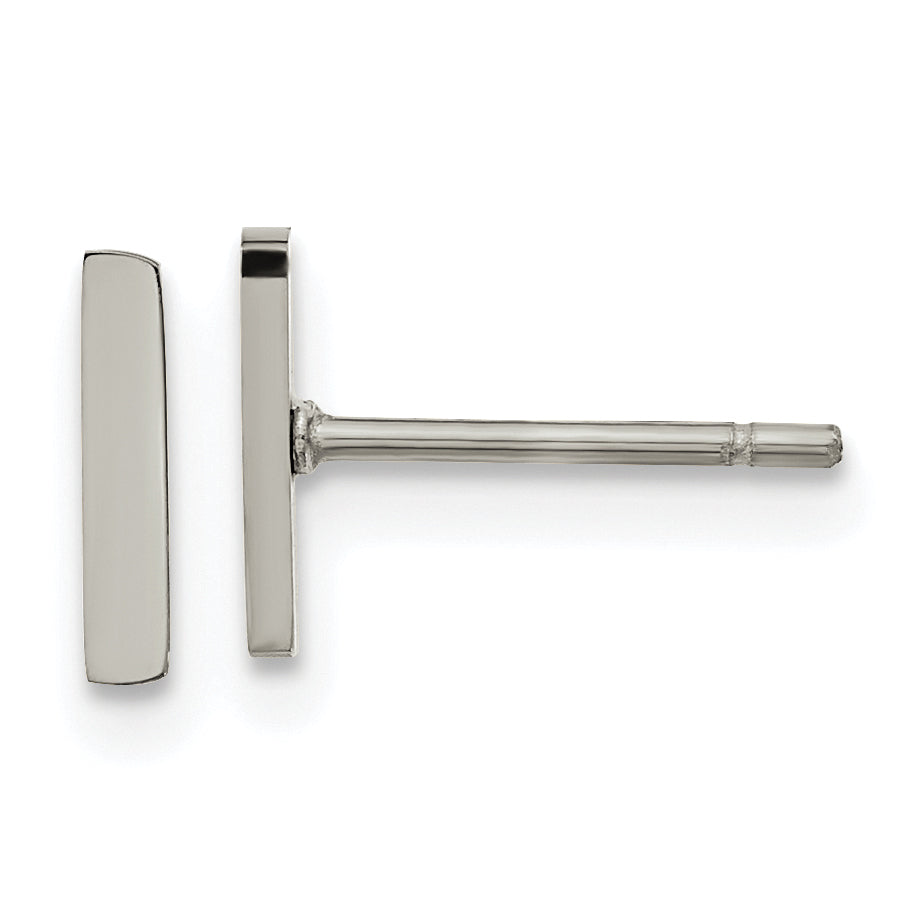 Chisel Stainless Steel Polished Vertical Bar Earrings