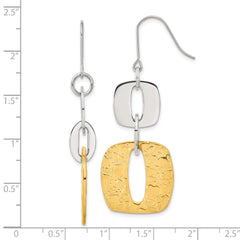 Stainless Steel Gold Tone Textured Dangle Earrings with Gift Pouch