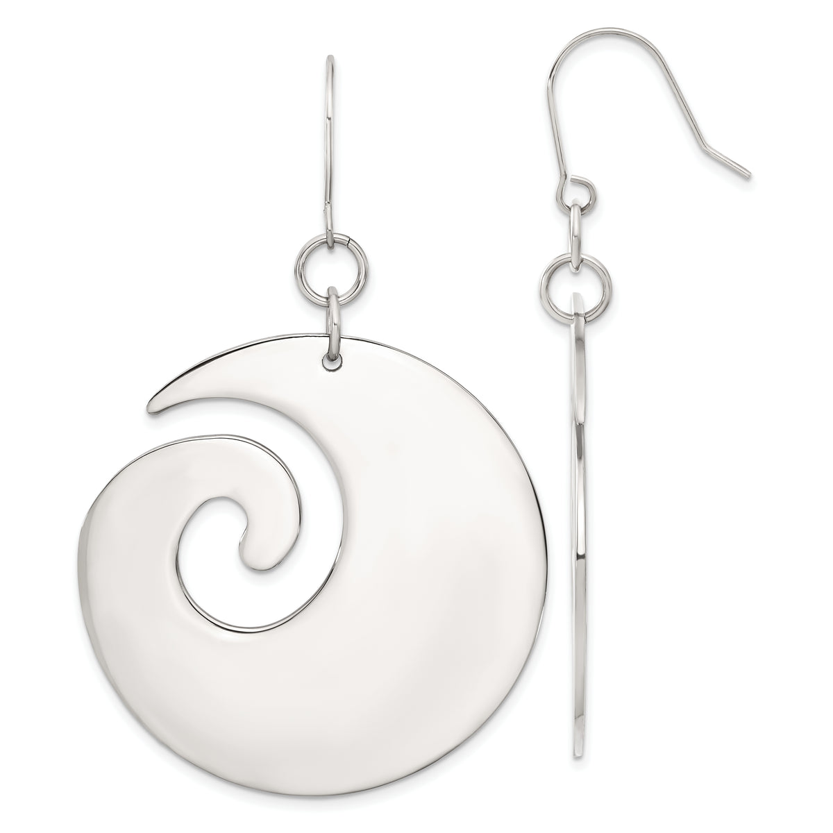 Stainless Steel Swirl Dangle Earrings