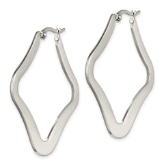 Stainless Steel Diamond Shaped Polished Hoop Earrings Gift Ready