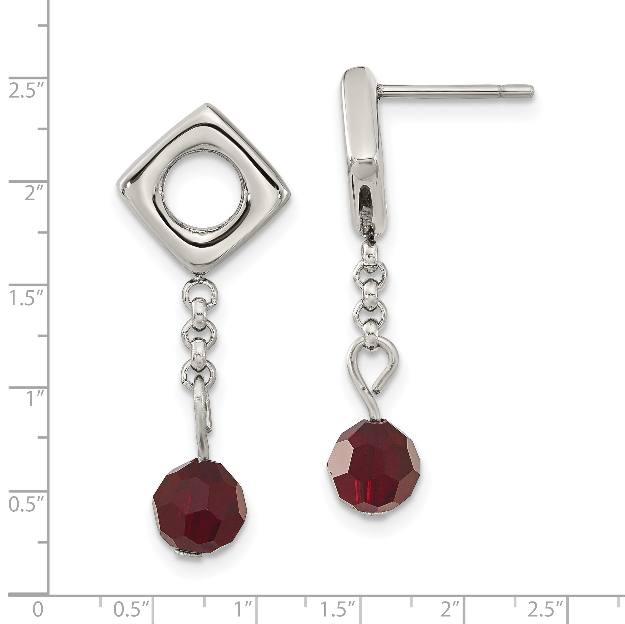 Sophia Jewelers Polished Stainless Steel Swarovski Crystal Dangle Earrings