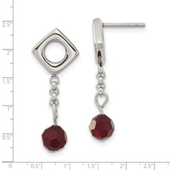 Sophia Jewelers Polished Stainless Steel Swarovski Crystal Dangle Earrings