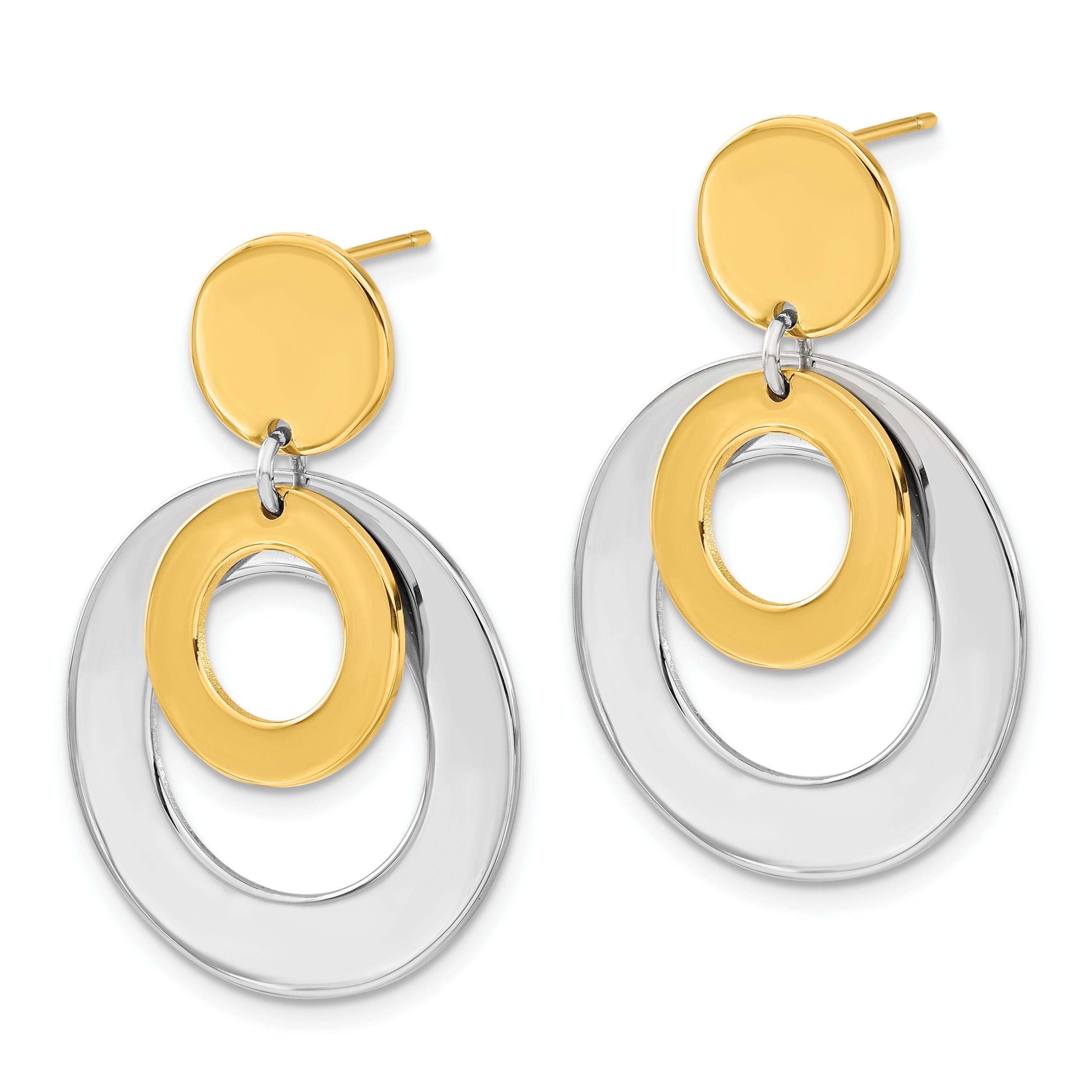 Sophia Jewelers Stainless Steel Gold-Tone Dangle Earrings with Polished Finish