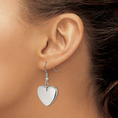 Chisel Stainless Steel Heart Dangle Earrings with Polished Engravable Finish