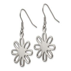 Sophia Jewelers Polished Stainless Steel Flower Dangle Earrings Gift Ready