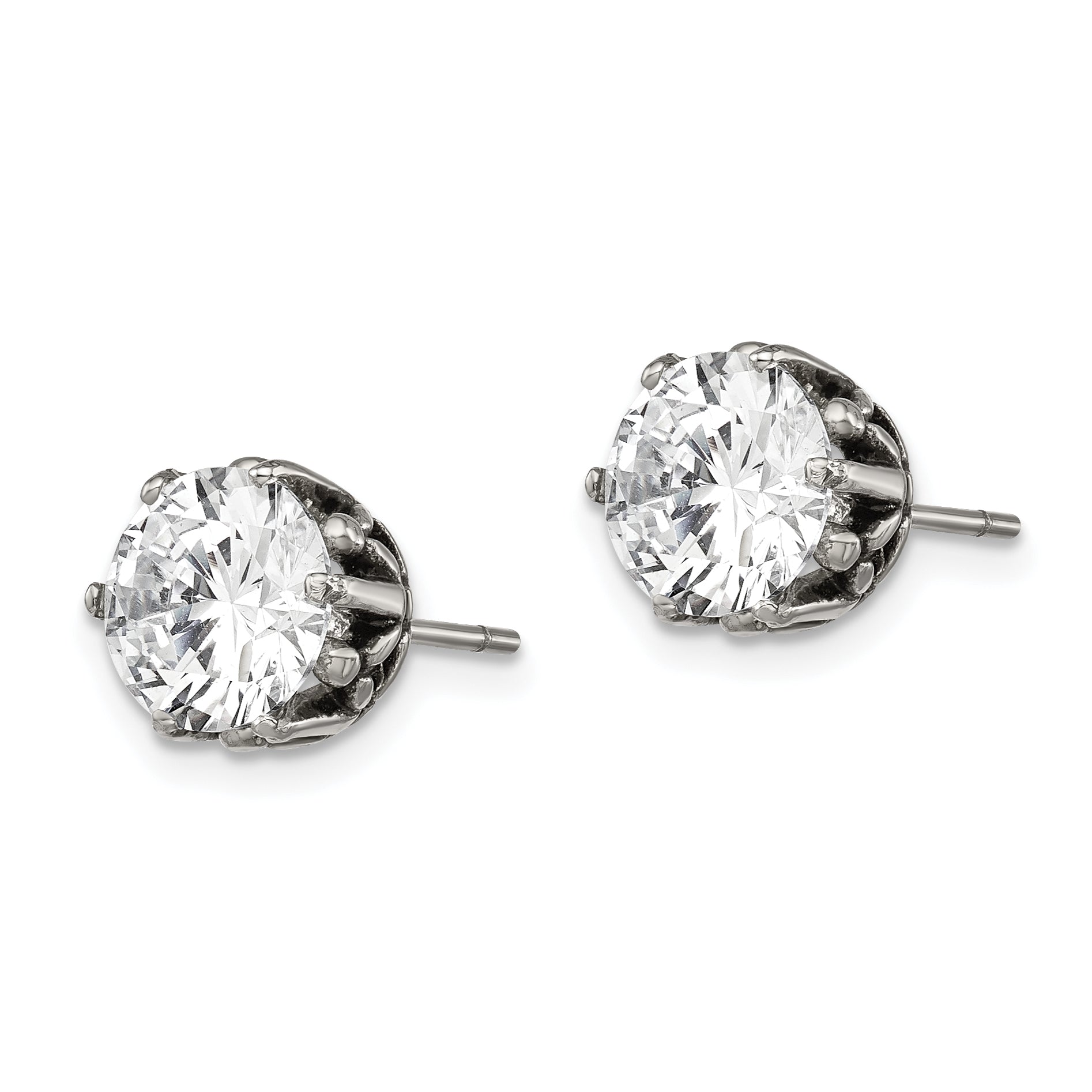 Sophia Jewelers Stainless Steel Stud Earrings with Antiqued Finish Unisex Elegance