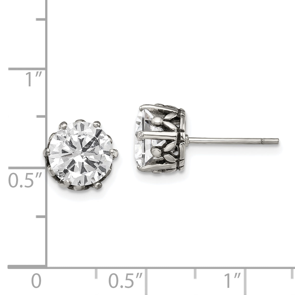 Sophia Jewelers Stainless Steel Stud Earrings with Antiqued Finish Unisex Elegance