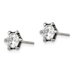 Sophia Jewelers Stainless Steel Unisex CZ Stud Earrings Antiqued Polished