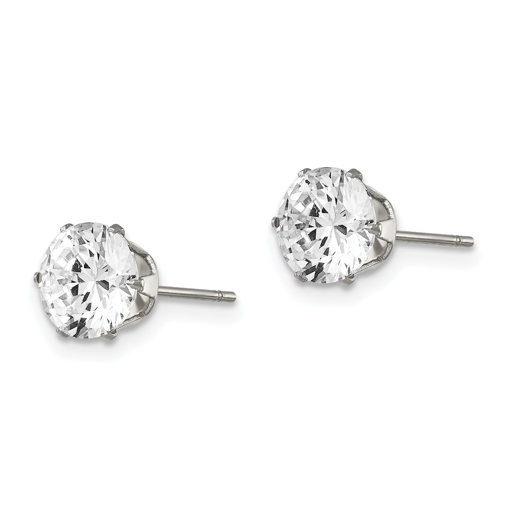 Sophia Jewelers Stainless Steel CZ Stud Earrings Polished Unisex Gift Ready