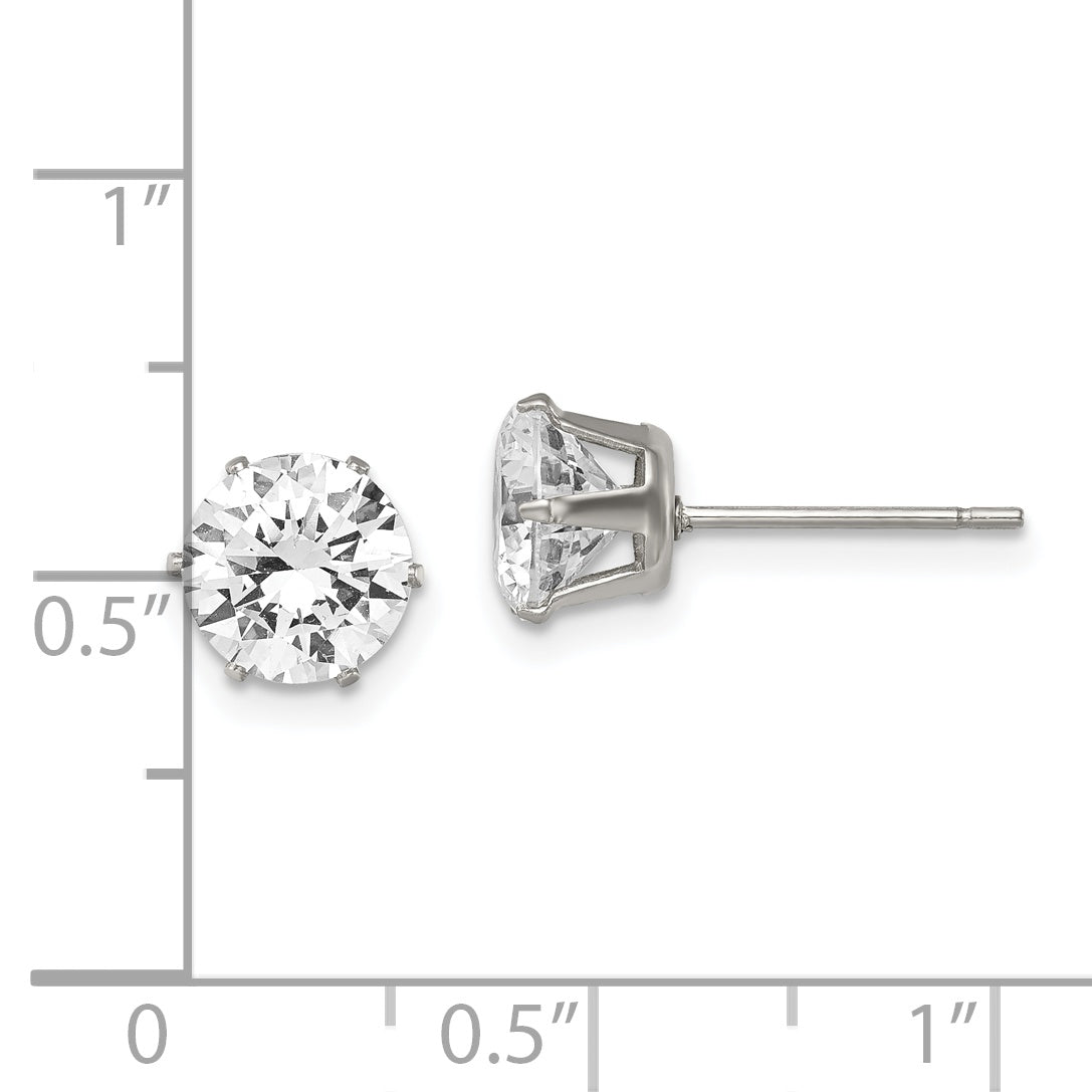 Sophia Jewelers Stainless Steel CZ Stud Earrings Polished Unisex Gift Ready