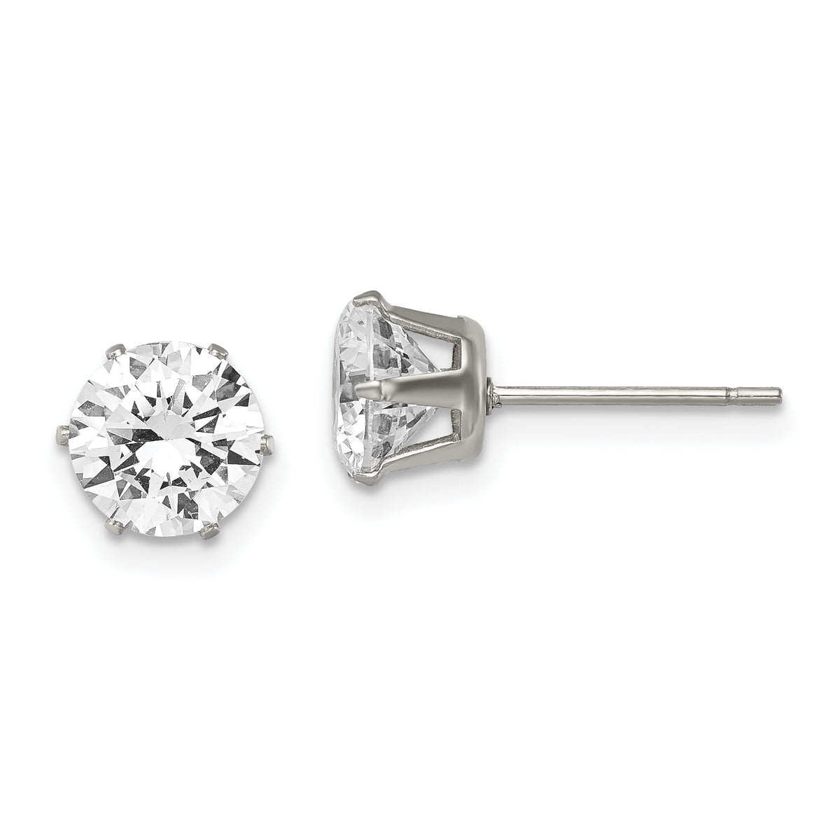 Chisel Stainless Steel Polished 7mm Round CZ Stud Post Earrings