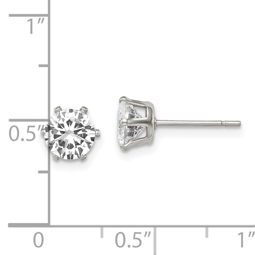 Chisel Stainless Steel CZ Stud Earrings Unisex Polished Gift Ready