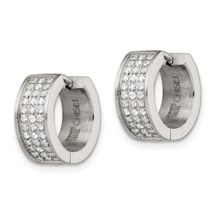 Sophia Jewelers Stainless Steel CZ Hoop Earrings with Brushed Polished Finish