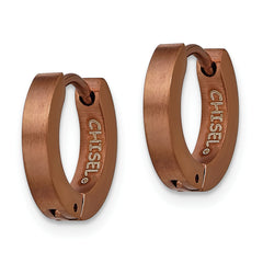 Chisel Stainless Steel Brushed Brown IP-plated 2mm Hinged Hoop Earrings