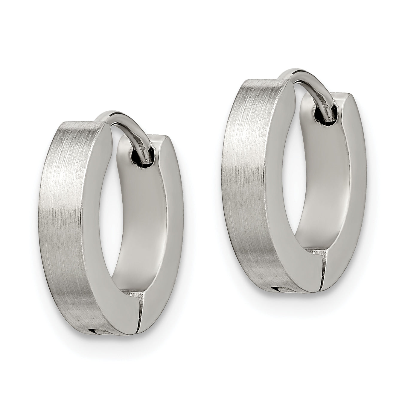 Chisel Stainless Steel Brushed and Polished 3mm Hinged Hoop Earrings