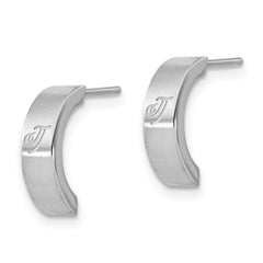 Sophia Jewelers Polished Stainless Steel Satin J-Hoop Earrings Gift Ready