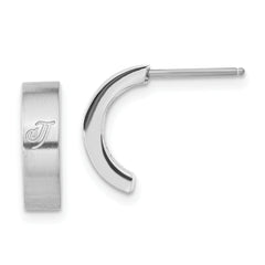 Stainless Steel Laser Design & Satin Half Hoop Post Earrings