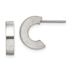 Chisel Stainless Steel Brushed J Hoop Post Earrings