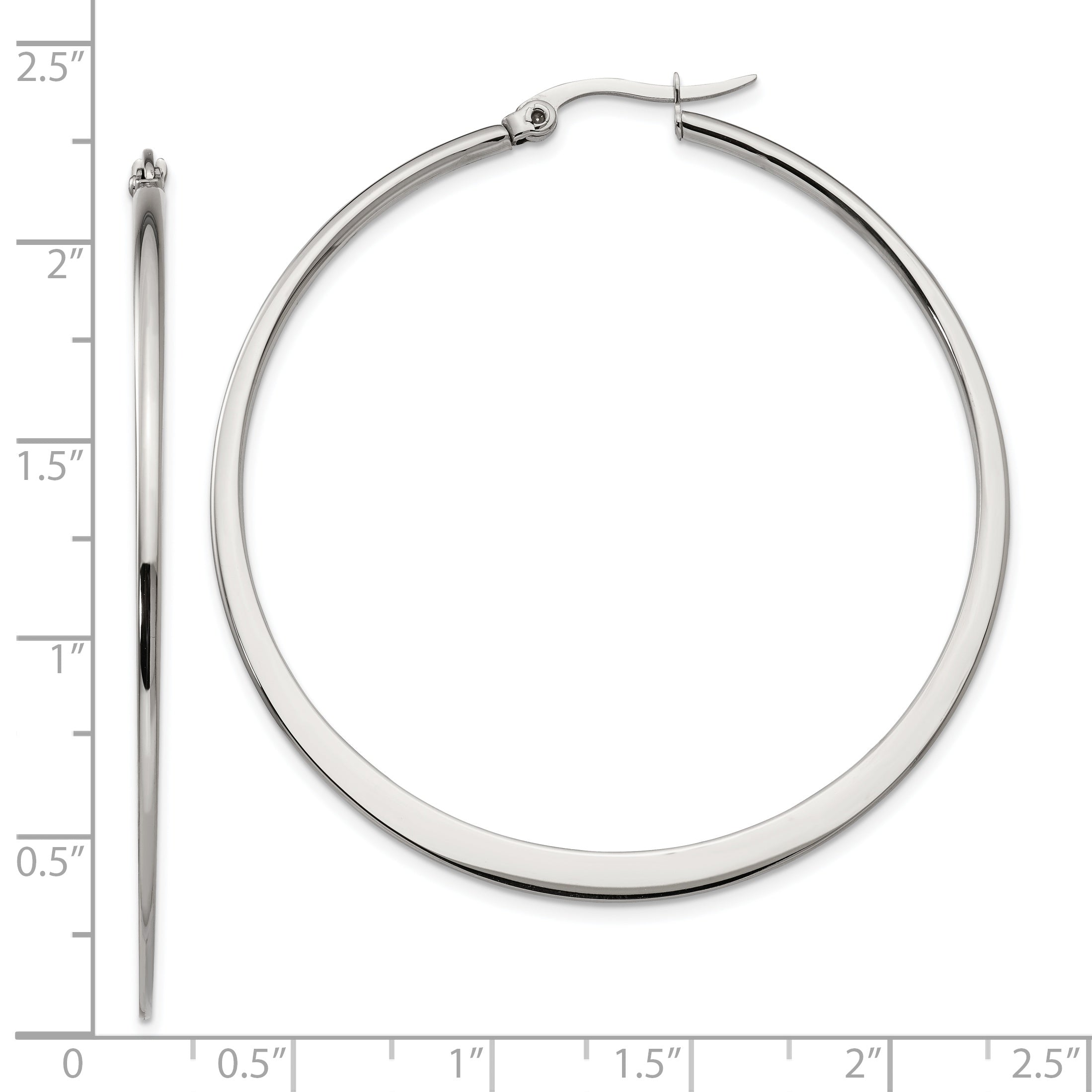 Chisel Stainless Steel Polished 50mm Diameter Hoop Earrings