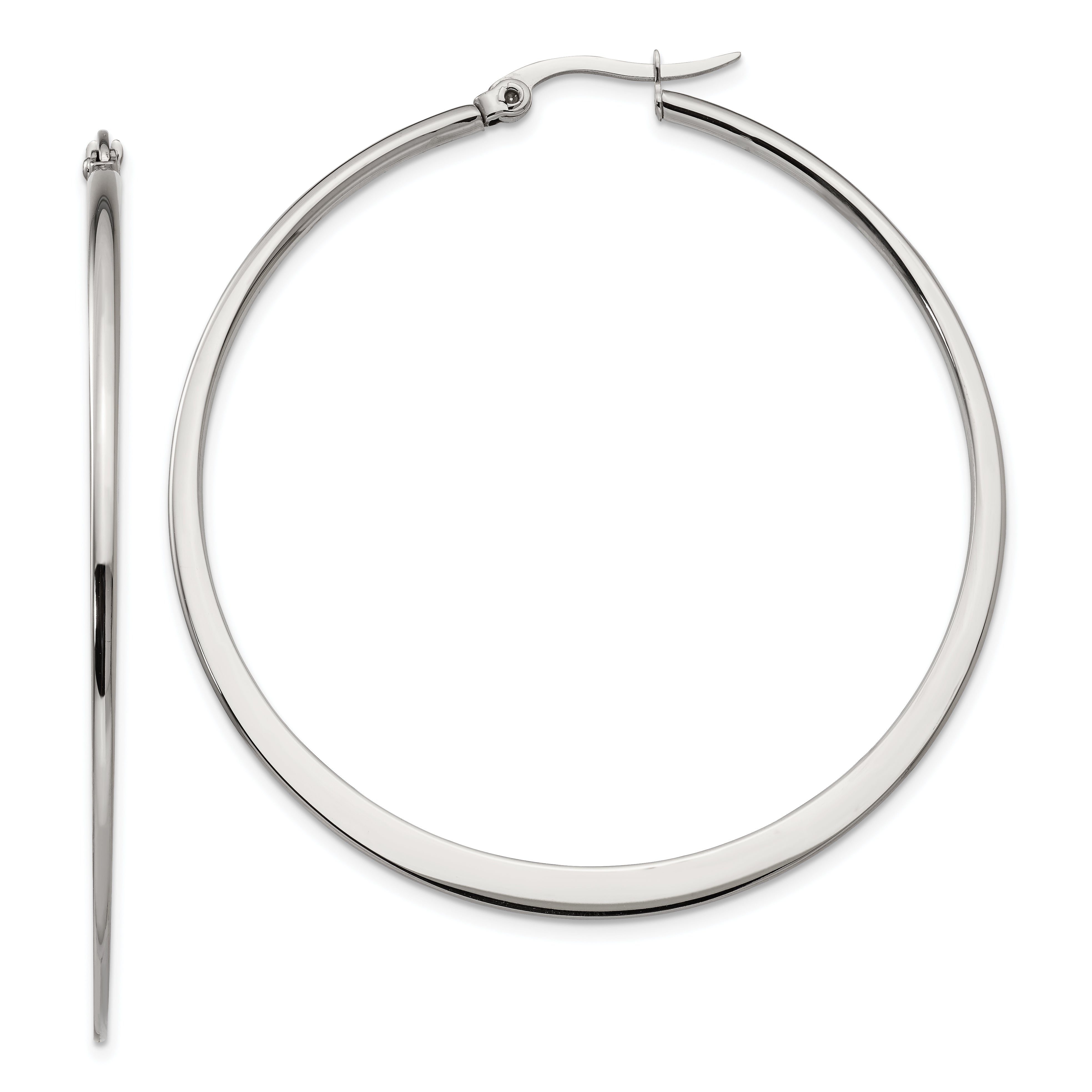 Chisel Stainless Steel Polished 50mm Diameter Hoop Earrings