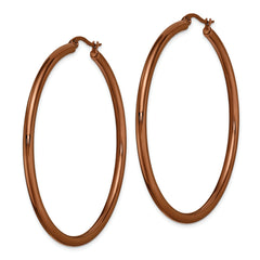 Chisel Stainless Steel Polished Brown IP-plated 47mm Diameter 3mm Hoop Earrings