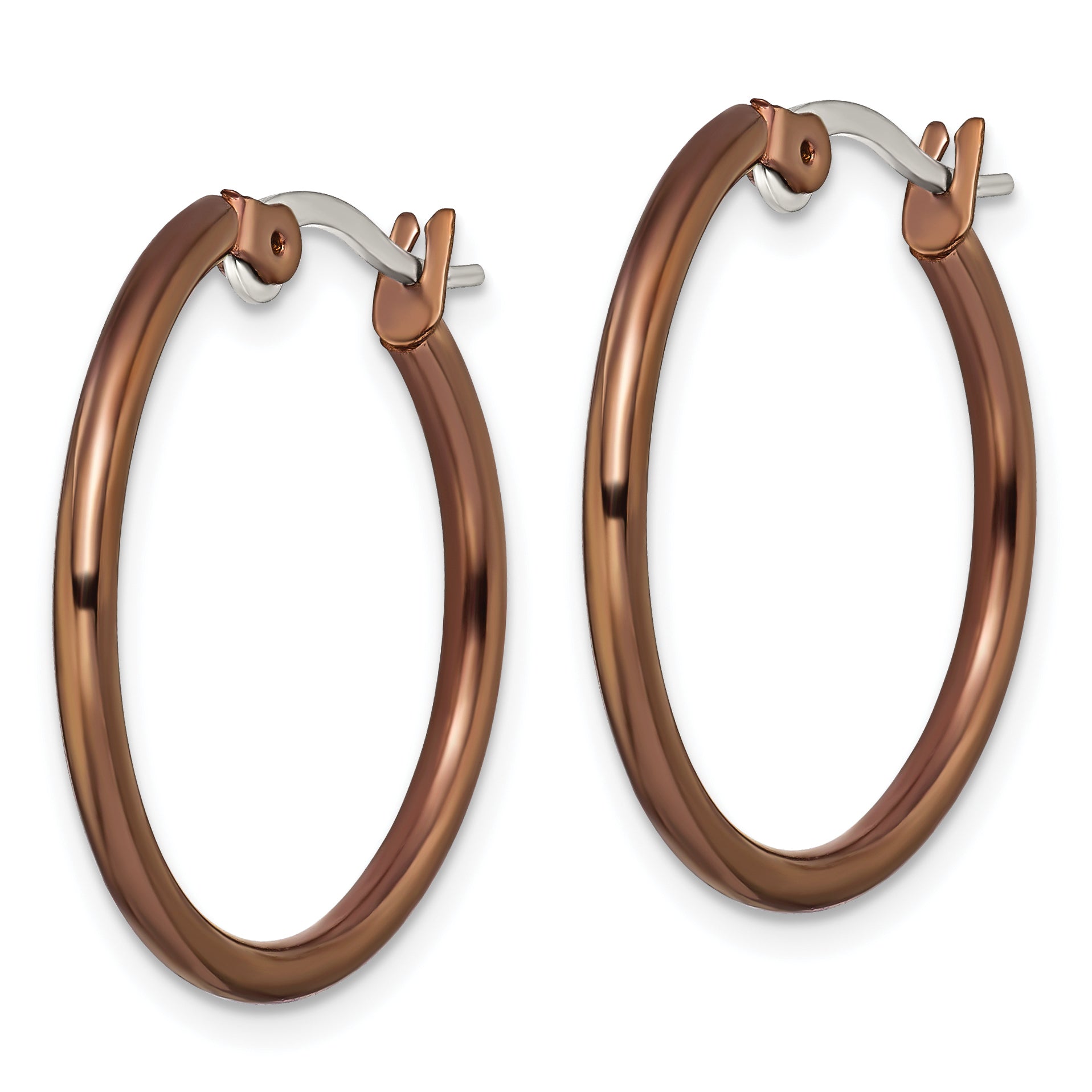 Chisel Stainless Steel Polished Brown IP-plated 26mm Diameter 2mm Hoop Earrings