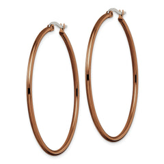 Chisel Stainless Steel Polished Brown IP-plated 48mm Diameter 2mm Hoop Earrings