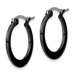 Chisel Stainless Steel Polished Black IP-plated 19mm Diameter 2mm Hoop Earrings