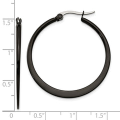 Chisel Stainless Steel Polished Black IP-plated 34mm Diameter 2mm Hoop Earrings