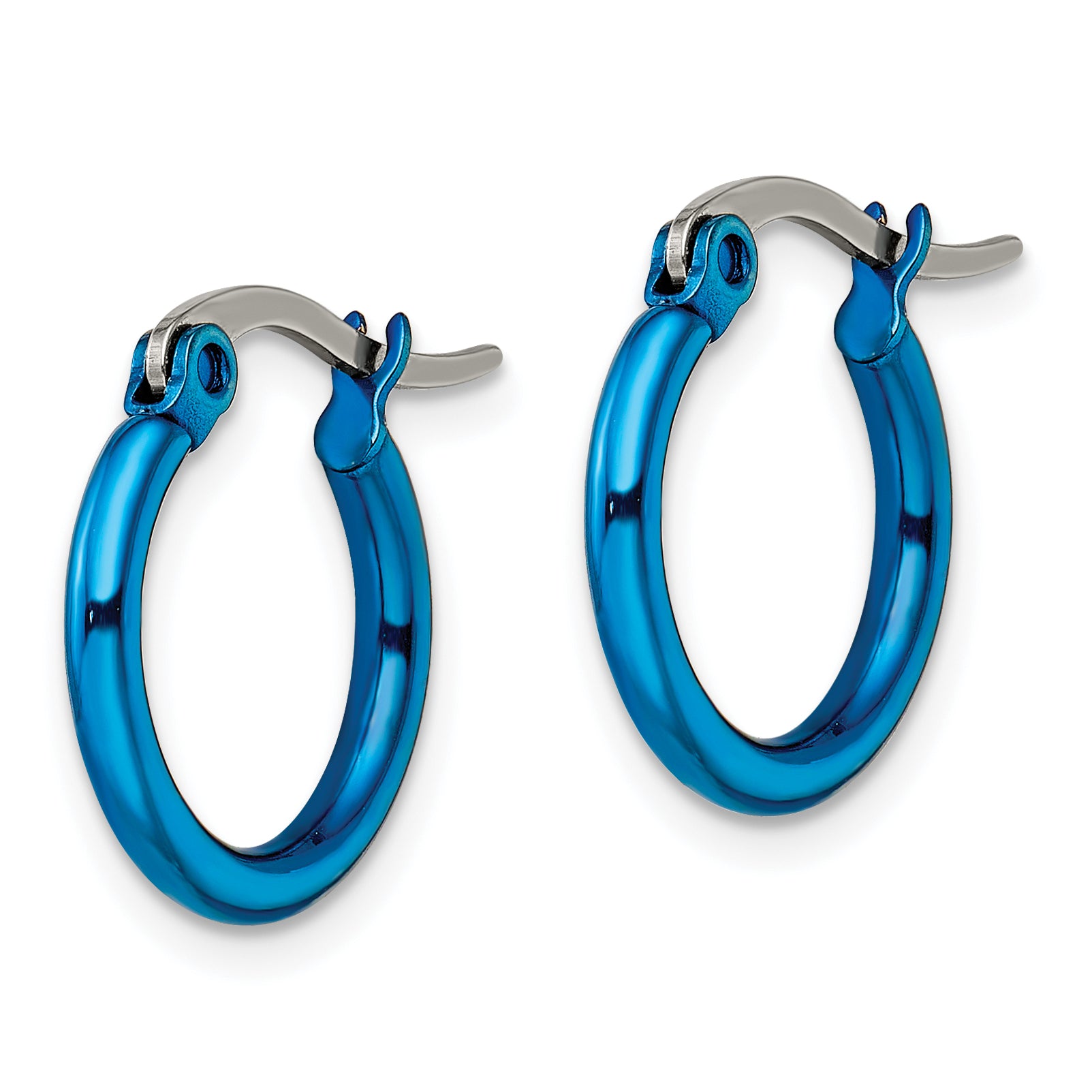 Chisel Stainless Steel Polished Blue IP-plated 15.5mm Diameter 2mm Hoop Earrings