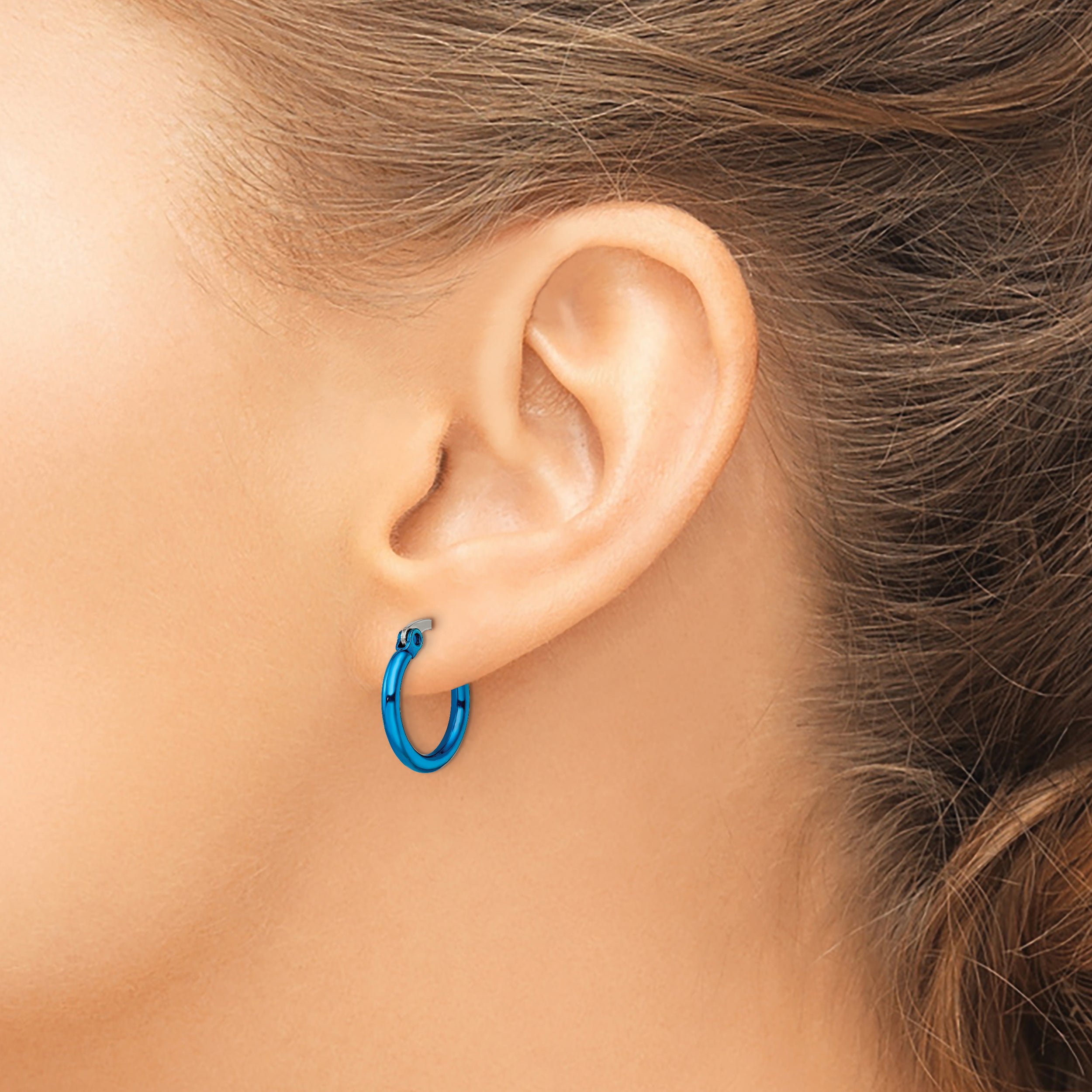 Chisel Stainless Steel Blue IP-Plated Hoop Earrings Gift Ready