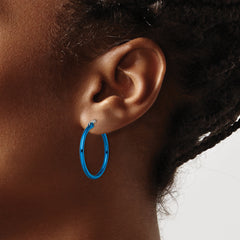 Chisel Polished Stainless Steel Blue Hoop Earrings Modern, Durable, Elegant