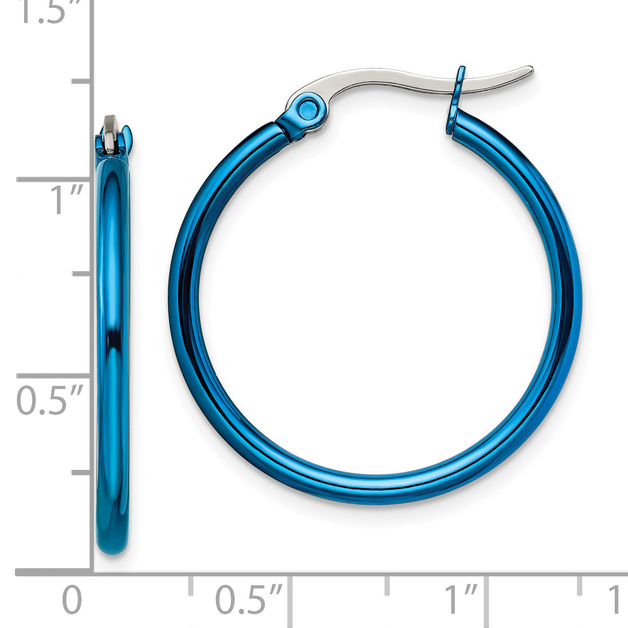 Chisel Polished Stainless Steel Blue Hoop Earrings Modern, Durable, Elegant