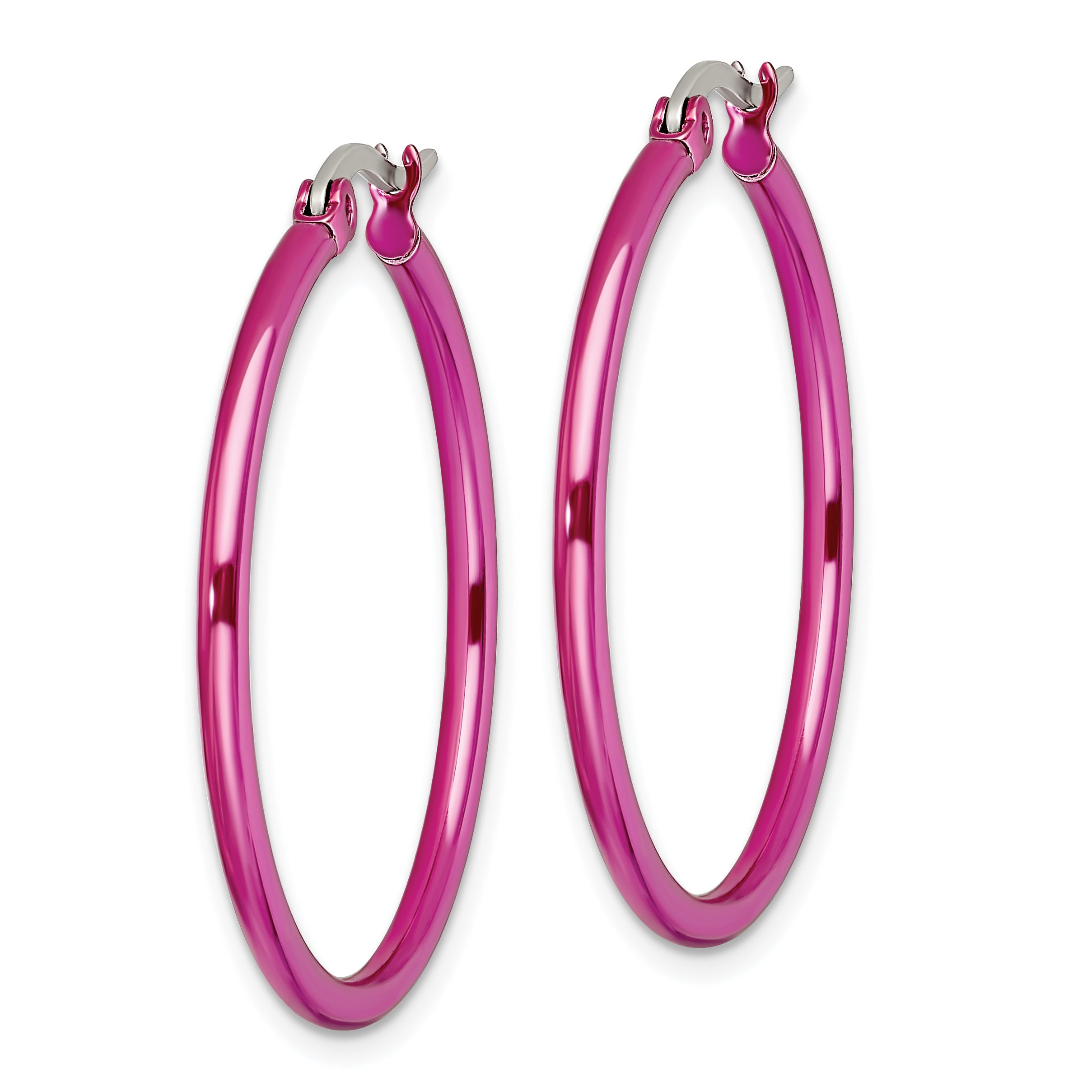 Chisel Stainless Steel Pink IP-Plated Hoop Earrings: Polished, Gift Ready Elegance