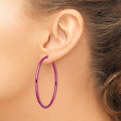 Sophia Jewelers Pink-Plated Stainless Steel Hoop Earrings with Polished Finish