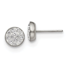 Chisel Stainless Steel Polished Clear Crystal Post Earrings