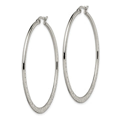 Chisel Stainless Steel Polished and Textured 50mm Diameter Hoop Earrings