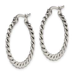 Chisel Stainless Steel Polished and Textured Braided Hoop Earrings