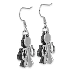 Sophia Jewelers Black-Plated Stainless Steel Angel Dangle Earrings with CZ