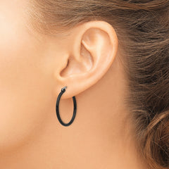 Stainless Steel Polished Black Hoop Earrings Gift-Ready 26mm