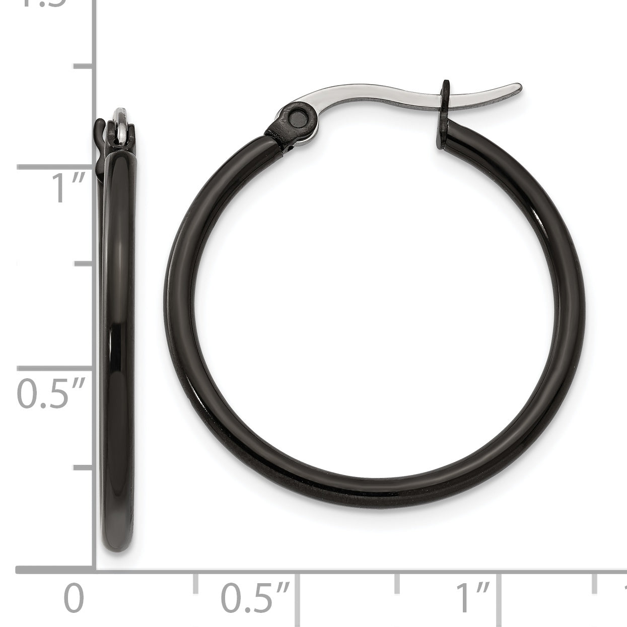 Stainless Steel Polished Black Hoop Earrings Gift-Ready 26mm